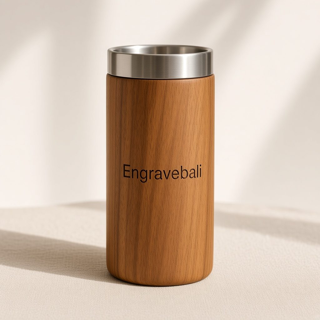 Teak Lid Tumbler β souvenir kayu custom grafir Engravebali Bali